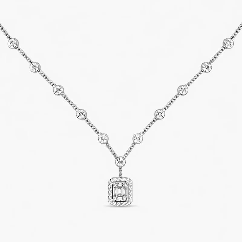 0.16 ct Pırlanta Baget Kolye