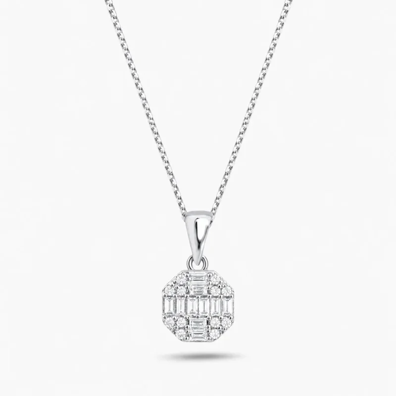 0.21 ct Pırlanta Baget Kolye