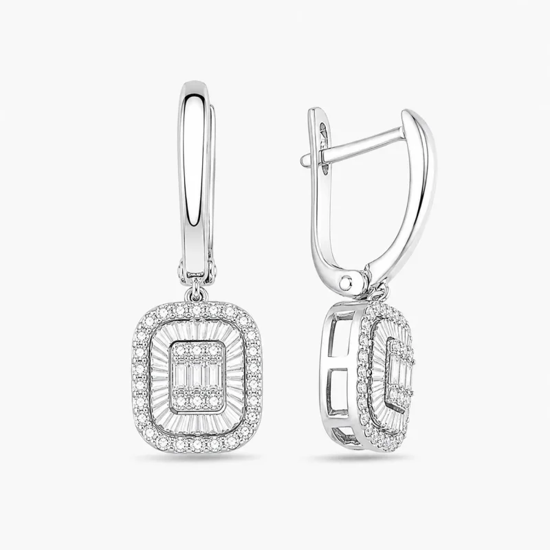 0.40 ct Pırlanta Baget Küpe