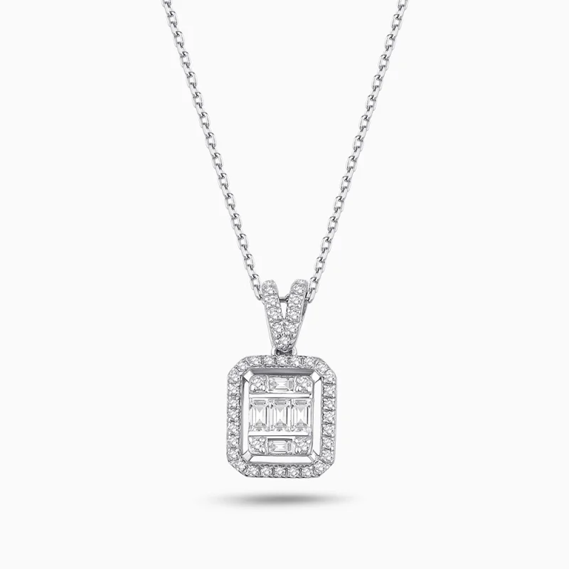 0.34 ct Pırlanta Baget Kolye