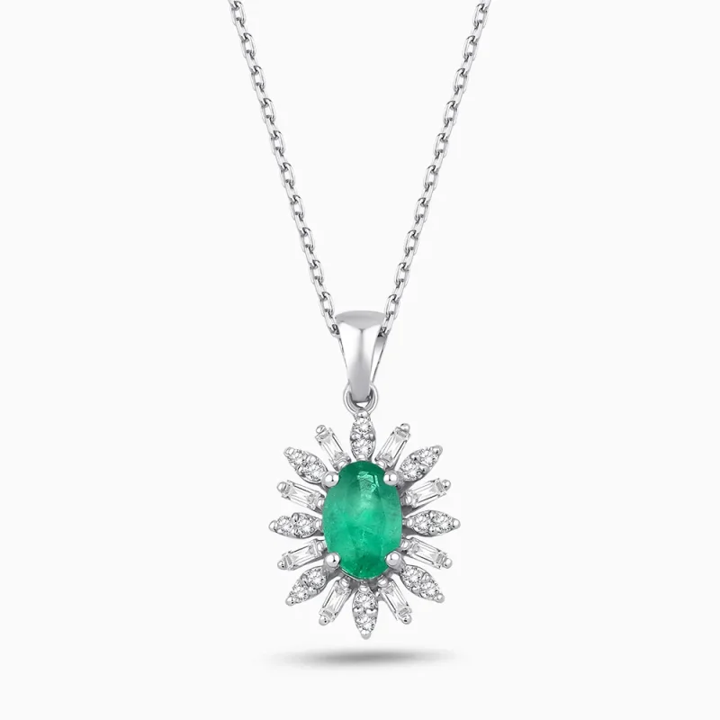 0.50 ct Zümrüt Baget Kolye