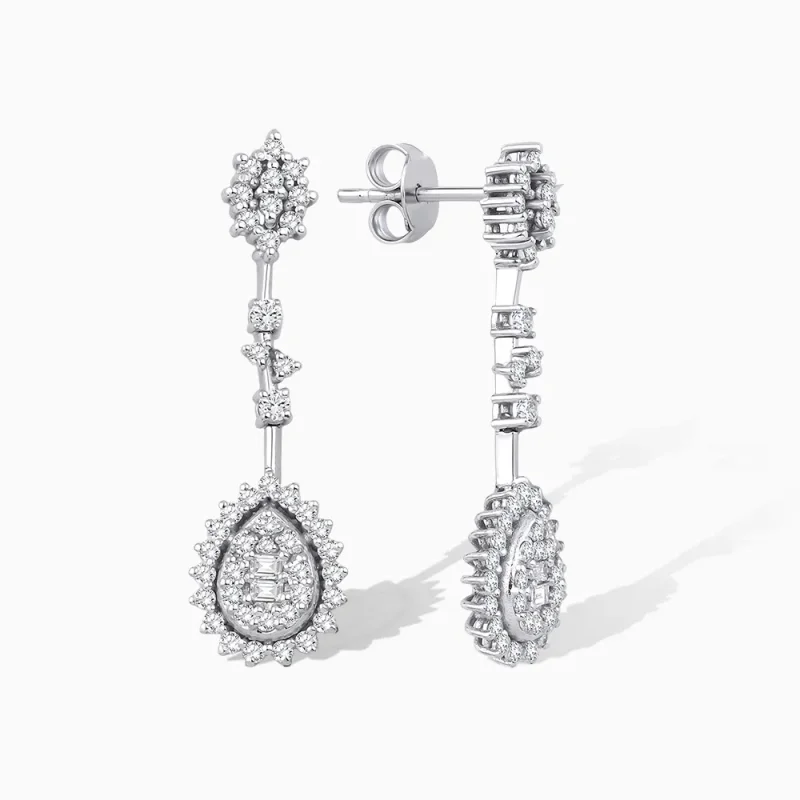 0.91 ct Pırlanta Baget Küpe