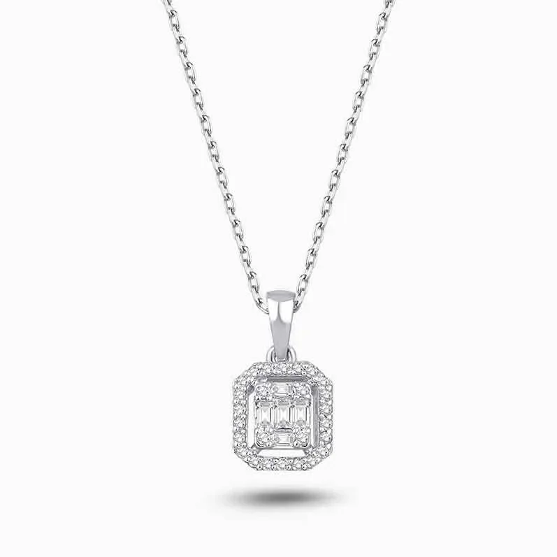 0.15 ct Pırlanta Baget Kolye