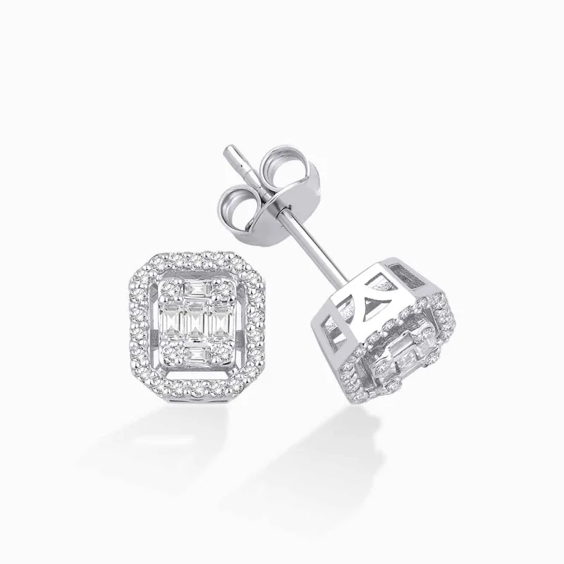 0.25 ct Pırlanta Baget Küpe