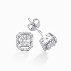 0.25 ct Pırlanta Baget Küpe