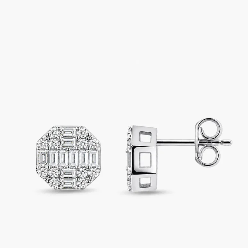 0.42 ct Pırlanta Baget Küpe