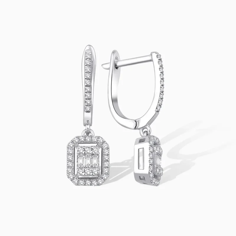 0.35 ct Pırlanta Baget Küpe