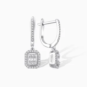 0.35 ct Pırlanta Baget Küpe