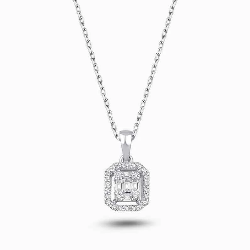 0.14 ct Pırlanta Baget Kolye