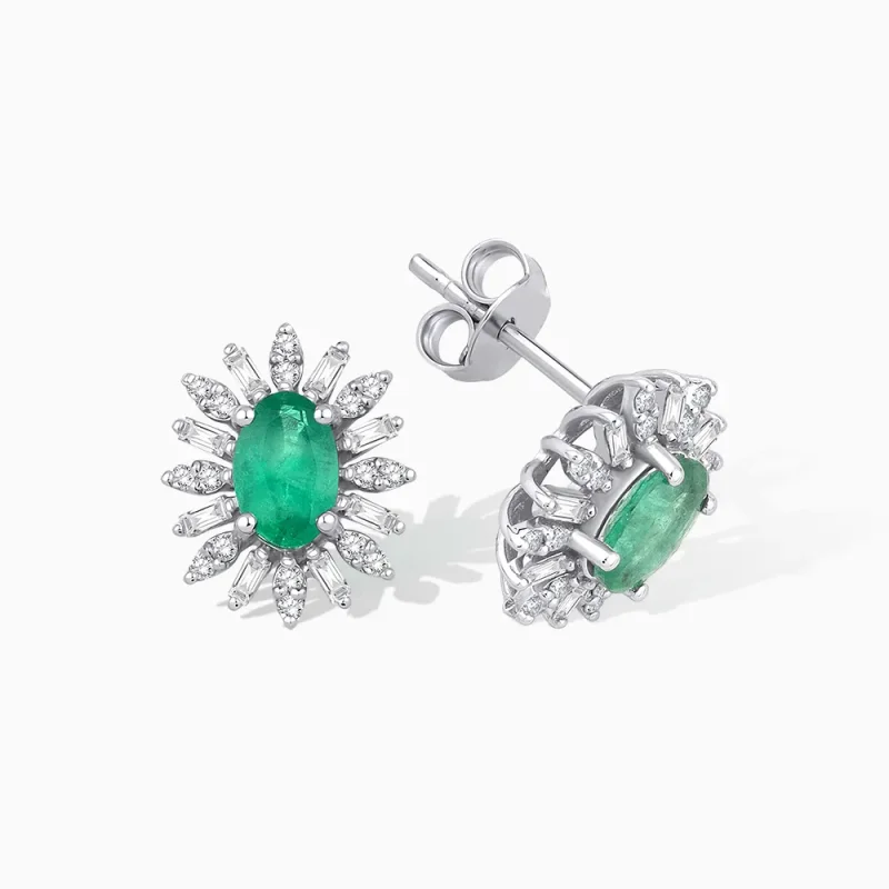 1.01 ct Zümrüt Baget Küpe